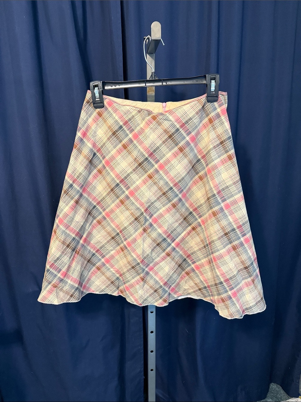 Lapis Plaid Skirt in Pink and Cream